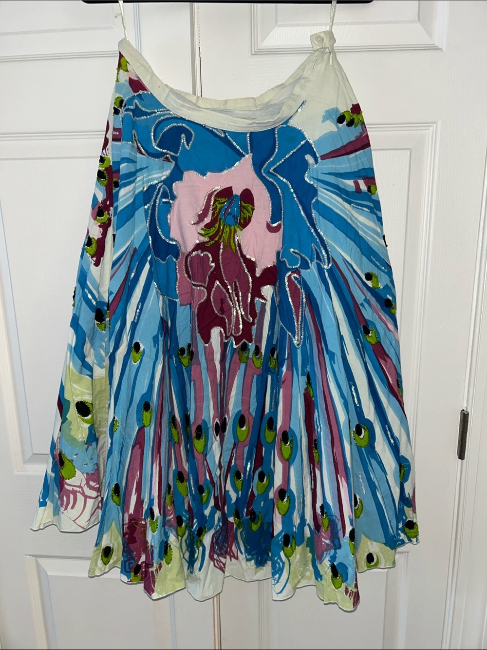 Beautiful and Unique “peacock” skirt with shiny beading